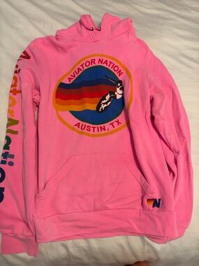Aviator Nation Pink Rainbow-Logo Hoodie